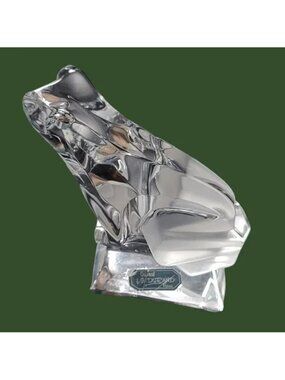 JG Durand France 🐸 Crystal Frog Figurine Art Glass Paperweight 4" Tall Like New